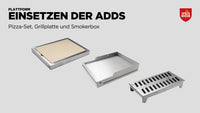 Einsetzen von Pizzastein, Plancha und Smoker Box